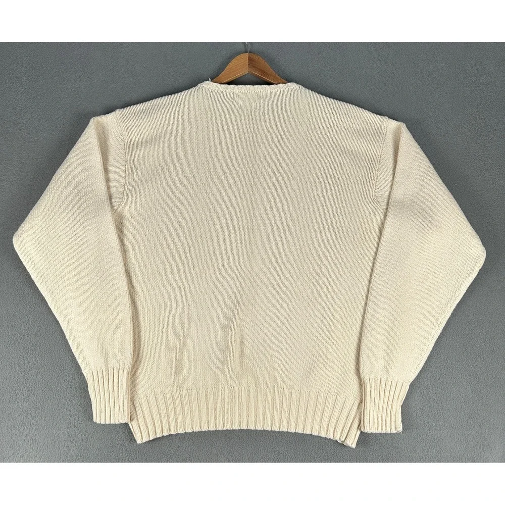 Polo Ralph Lauren Sweater 2XL Ivory Beige Pony Rib Knit Heavyweight Old Money